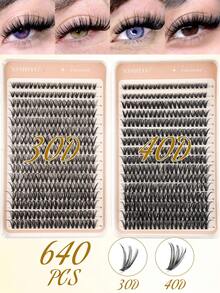 640/384/200 Clusters Eyelash Tray (D Curl), Large Capacity, High Quality Low Price, New DIY False Eyelashes, Fluffy And Soft, 3D Faux Mink Hair False Eyelashes, Makeup Eyelash Extensions, Home DIY Eyelash Extensions - DD - View 14