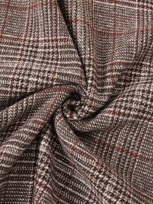 EARO Women's Vintage Plaid Long A-Line Skirt With Gold Buttons, Suitable For Autumn Wear - Brown - View 8