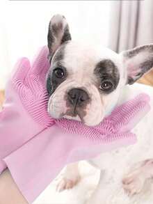 Pet Grooming Gloves For Dogs & Cats, Silicone Bathing & Shampooing Gloves, Pet Hair Removal Scrubber For Massage, Grooming & Cleaning - Multicolor - View 9