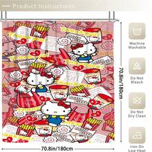 4pcs Cartoon Sanrio Family Bathroom Decor Set, Includes Non-Slip Bath Mat, U-Shaped Mat, Toilet Lid Cover, Shower Curtain And 12 Hooks, Waterproof, Washable, Non-Slip, Durable, Soft - Shower Curtain and Bath Mat - View 6