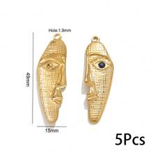 1/5 Pcs Stainless Steel Gold Plated Abstract Face Mask Charm, DIY Jewelry Making Pendant - Pendant - View 10