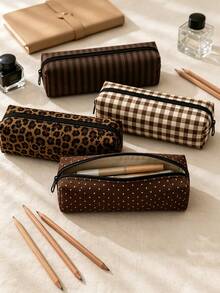 New Brown Patterned Makeup Bag | French Print Travel Organizer | Travel Essentials | Pool Must-Have | Toiletry Bag | Pool Storage Bag | Mother's Day Gift | Teacher's Day Gift | Suitable For Moms, Teachers, Friends And Nurses | Home Essentials | Graduation Gift | Easy To Clean Design | Portable Makeup Bag - Multicolor - View 2