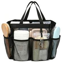 1pc Mesh Shower Caddy, Portable 8-Pocket Bathroom Storage Bag, Large Capacity Organizer Bag, Suitable For College Dorm, Travel, Beach, Swimming, Gym, Shower Essentials Storage, Lightweight Toiletry Bag - Multicolor - View 1