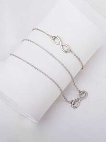 Women's Fashion Minimalist Digital Small Dial Quartz Watch + Jewelry Set (3pcs/Set) - White - View 3