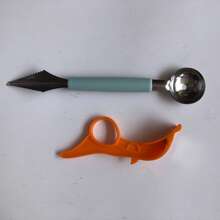1pc Stainless Steel Double-Headed Fruit Carving Spoon Green/Pink/Blue Ice Cream Scoop DIY Salad Dessert Wavy Decoration Creative Watermelon Melon Baller Multi-Function Kitchen Tool - Multicolor - View 12