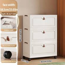 Foldable Storage Cabinet, Home Living Room Toy Storage Box, Snack Cabinet, Kitchen Storage Organizer With Wheels - Multicolor - View 23
