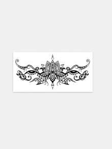 1pc Temporary Tattoo, Temperature Sensitive Color Changing Lotus & Evil Eye Waist Floral Pattern Black To Pink, Realistic Fake Tattoo Design, For Daily, Bachelorette Party Favors, Music Festival, Game, Graduation Gift, Lasts 3-5 Days - Multicolor - View 3