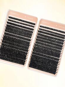 640 Clusters D Curl Segmented Eyelash Set - Includes Eyelash Adhesive & Fixing Liquid, Eyelash Brush & Auxiliary Tweezers; Natural Style Segmented Eyelashes (30D-100D, Length 10-18mm, Thickness 0.07mm), Suitable For Home DIY - Multicolor - View 9