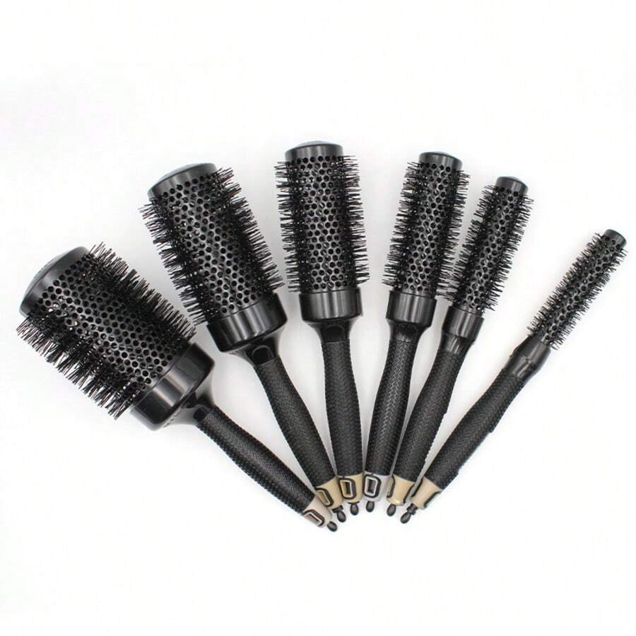 Round Brush Black Heat Conduction Hairbrush Comb For Home Salon Hair Design For Man Woman Blow Drying Curling - Black - View 1