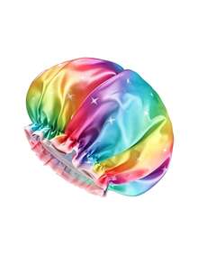 New Elastic Shower Cap: Double-Layered, Satin-Finish, Waterproof, And Oversized-Suitable For Long Hair And Deep Conditioning Treatments (PEVA Lining). - Multicolor - View 8