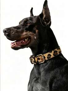 1Pc Leopard Snake Print PU Leather Pet Collar, Adjustable Gold Metal Buckle Comfort Neck Collar For Small Medium Dogs Cats - Multicolor - View 4
