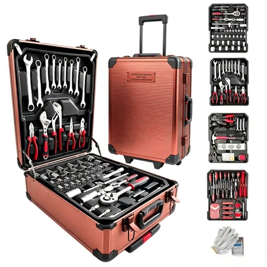 115/46pcs Professional Car Repair Tool Set: Portable Durable And Easy To Use Ratchet Wrench Set - Suitable For Car, Boat, Motorcycle Repair, Home Industrial Maintenance - Includes Carrying Case - Multi-color - View 1