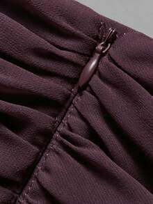 Women Elegant Off‑Shoulder Mini Dress, Chiffon Draped Ruffle Bodycon Short Party Dress - Red Violet - View 5