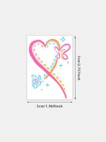 1pc Temporary Tattoo, Crayon Hand Drawn Rainbow Heart Butterfly & Star Pattern, Realistic Fake Tattoo Design, For Daily, Bachelorette Party Favors, Music Festival, Game, Graduation Gift, Lasts 3-5 Days - Multicolor - View 6