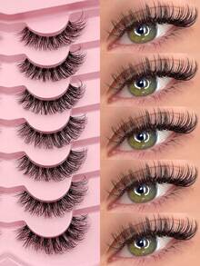 Asiteo 7 Pairs Fluffy Cat Eye False Eyelashes, Natural & Realistic Mink Lashes, Soft & Voluminous, Long Wispy Ends, Suitable For Daily Use - Cat Eye Lashes - View 9