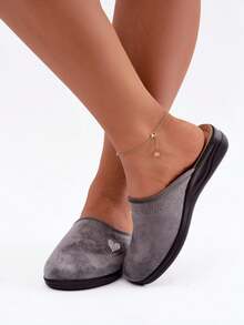 Women's Inblu Comfortable Light Soft Home Slippers With Heart And  For Relaxation Gray Red - Grey - View 4
