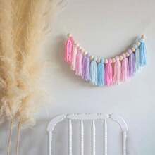 1 Set Macaron Color Yarn Tassel Garland, 1st Birthday High Chair Banner, Macaron Theme Birthday Decoration, Cake Smash Photo Props, Background Photo Props - Multicolor - View 2