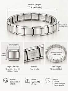 Tali Jam Tangan Rantai Emas Berlapis Vakum Elastis Stainless Steel Kosong DIY Niche Warna Perak Modular yang Indah - Perak - View 4