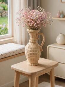 Heart-Shaped Hollow Pattern Woven Texture Vase Decor, Bohemian Farmhouse Style Decorative Vase For Dried Flowers, Rustic Desktop Ornament, Housewarming Gift - 1PC - View 7
