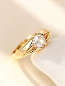 1 buah Cincin Zirkonia Kubik Elegan, Aksesori Hadiah Ulang Tahun Pernikahan Wanita - 1# - View 7