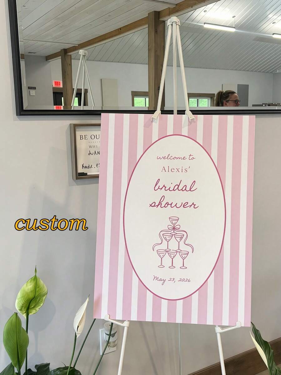 1pc Striped Personalized Name Customization, Photo Customization 2D Flat UV Printing, Indoor Doorway Welcome Sign, Party Decoration - Multicolor - View 1