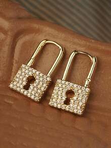1 Pair Exquisite Cubic Zirconia Hoop Earrings For Women, Wedding, Engagement, Party, Valentine's Day Gift - 1# - View 1
