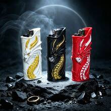3D Embossed Dragon Lighter Case, Chinese Style Personalized Lighter Protective Shell, Men's Fidget Gift Smoking Accessory, Embossed Dragon Pattern Outer Shell, Multiple Colors Available, Smoking Accessory Tool, Holiday Gift! - Embossed Dragon - View 8