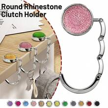 1PC Round Rhinestone Foldable Bag Hanger, Table Edge Purse Hook, Creative Portable Handbag Holder, Fashion Bag Accessory Ornament - View 1