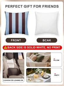 1/2pcs Brown & Blue Striped Pillowcase (No Filling), Cushion Cover, Decorative Pillowcase, Single-Sided Print, Multi-Purpose, Breathable, Anti-Pilling, Comfortable, Machine Washable, Suitable For Sofa And Car Pillow, Room Decor, Autumn Decor, Home Decor, Autumn Decor - Multicolor - View 5