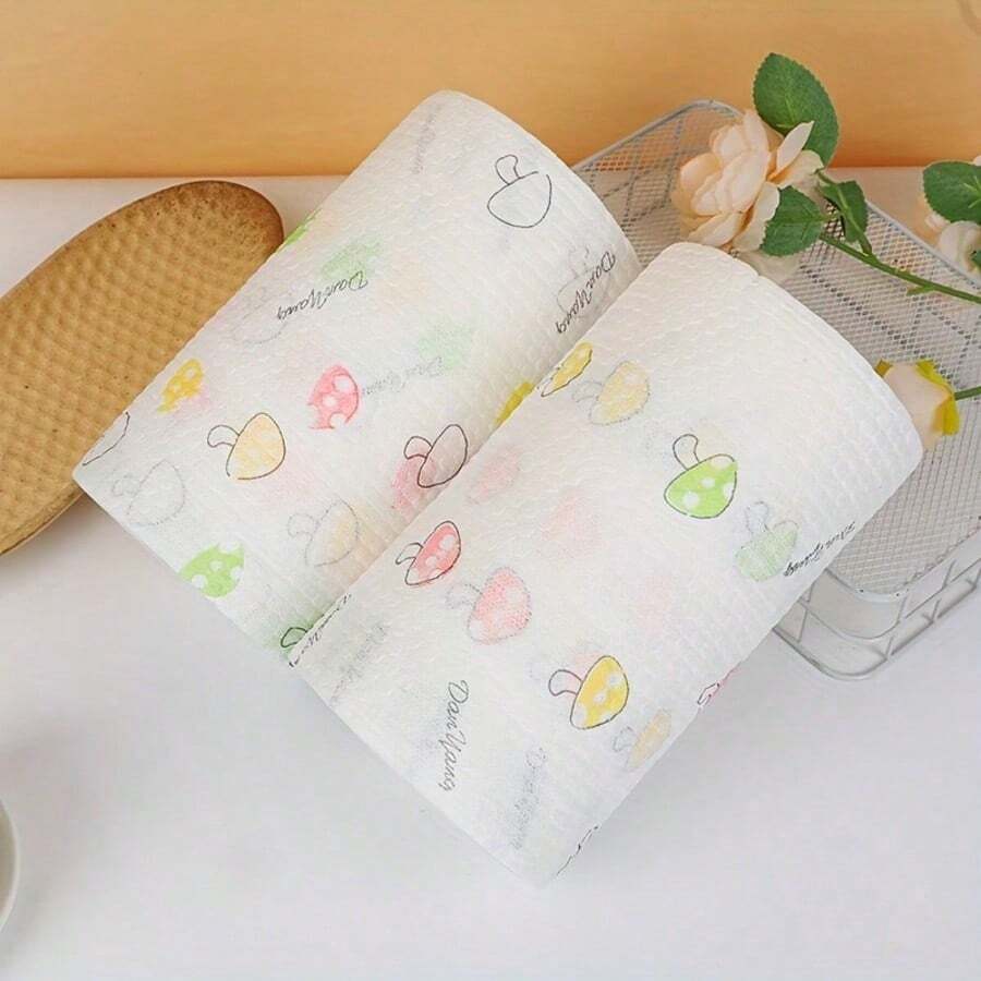 1pc Washable, Wet/Dry Dual Use, Reusable, Oil-Resistant Degreasing Cloth For Home Cleaning (Multiple Cartoon Patterns), Slouchy Person Dishcloth, Kitchen Paper Towel, Party Supplies - Lazy Tissues - View 1
