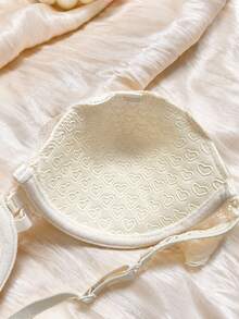 Strapless Lace Spliced Front-Clasp Lace Underwire Bra Women Floral Push-Up Bras Non-Slip Invisible Backless Top Suitable For Daily Wear And Weddings - Beige - View 9
