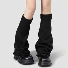 chuanwa(2) 1 Pair Women Solid Color Ribbed Top Knit Leg Warmers, Slouchy Flare Stacked Leg Socks, Y2K JK Leg Covers Fit Loafers - Multicolor - View 8