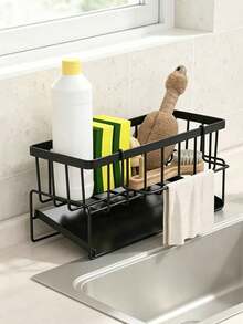 Minimalist Automatic Tilting Drain Tray Sink Organizer Rack, Suitable For Women, Men And Home Cooks, Dish Drying Rack, Can Hold Sponge, Brush And Soap, Essential Minimalist Kitchen Home Storage Accessory - Multicolor - View 4