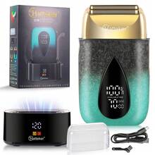 Hatteker 1pc UV Cleaning Electric Shaver, Multi-Speed Reciprocating Dual-Head Razor - Multicolor - View 11