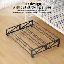 Simple Under-Bed Rolling Shoe Rack With Swivel Casters Iron Space-Saving Shoes Storage Rack For Bedrooms Dorm And Living Rooms Easy Installation Black - Black - View 5