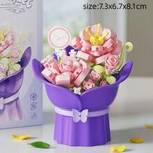 Hand-Held Fresh Flower Series, Small Size, Mini Building Block Toy Set, ABS Material. 9pcs Discount Gift Box Set, Includes: Rose, Sunflower, Tulip, Camellia, DIY Educational Puzzle Assembly Handmade Gift. Halloween, Christmas And Other Major Holiday Discount Gift. - Multicolor - View 4
