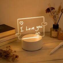 Acrylic LED Night Light With Detachable Message Board - Creative Desktop Decor, Perfect Gift For Home Or Office, Decorative Lighting, Solid Color Lighting, USB Powered, Bedroom Table Lamp - Warm white light - View 4