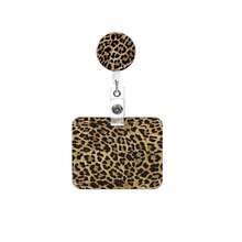 1pc Fashion Leopard Print Retractable Badge Reel, Badge Holder With Fixed Clip, Nurse Sleeve Retractable Clip, Horizontal ID Card Protector, Office Badge Card Holder, Suitable For Nurses, Doctors, Teachers, Women Office - Leopard Print - View 9
