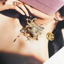 1pc Vintage Style Old Gold & Silver Bee Brooch, Anti-Exposure Buckle, Metal Small Pin, Cardigan Shawl Button, Suit Badge - Multicolor - View 2