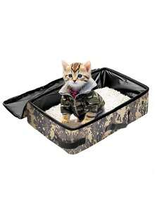 Portable Cat Travel Litter Box With Lid, Handle, Standard Foldable Litter Tray, Suitable For Cats, Lightweight Cat Litter Box, Essential For Travel Cats And Kittens - one-size - View 9
