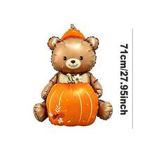 1pc 71cm Bear Hugging Pumpkin Shaped Aluminum Foil Balloon, Suitable For Thanksgiving, Autumn Farm Theme Party Decoration Balloon - View 8