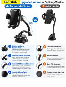 TAFDIUR 1pc ABS+Iron Alloy Material Gooseneck Press-To-Unlock Phone Holder With Gear Sound, Freely Bendable Suction Cup Car Phone Mount, Suitable For Dashboard Adsorption Installation, Freely Bendable, Stable And Anti-Shake, Locking Process With Gear Sound, Suitable For Driver Navigation/Music/Phone Call Scenarios - Multicolor - View 3