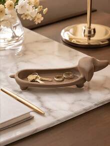 1pc Minimalist Dachshund Jewelry Tray, Vanity Ring & Watch Holder, Entryway Key Hook, Bedside Phone & Glasses Organizer, Multi-Functional Personal Items Tray, Desktop Decor, Creative Design - Multicolor - View 1