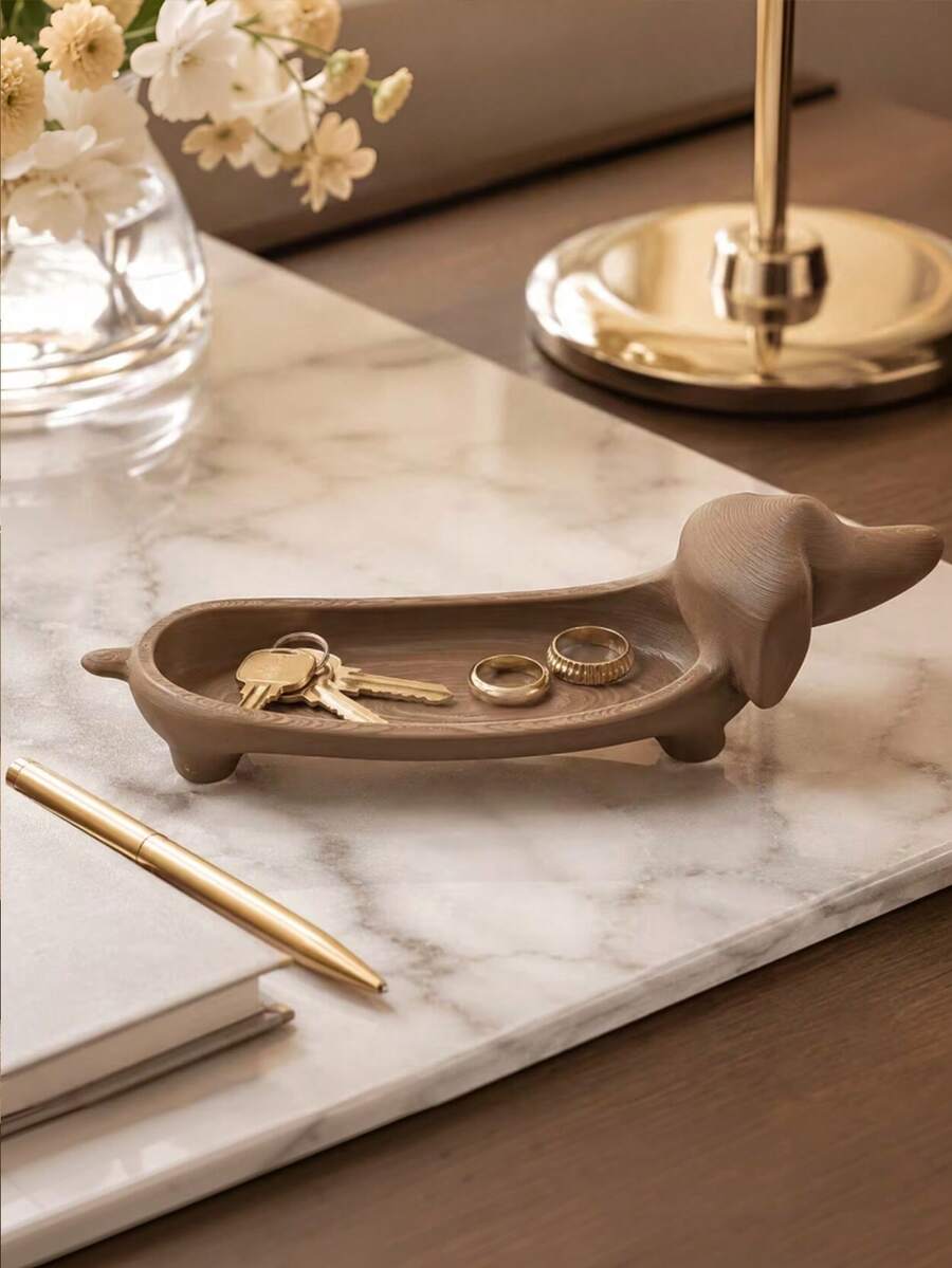 1pc Minimalist Dachshund Jewelry Tray, Vanity Ring & Watch Holder, Entryway Key Hook, Bedside Phone & Glasses Organizer, Multi-Functional Personal Items Tray, Desktop Decor, Creative Design - Multicolor - View 1