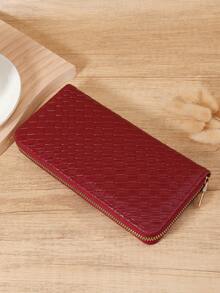 Dompet Panjang Wanita Motif Tenun Modis, Dompet yang Dapat Memakai Ponsel Kecil, Kapasitas Besar Cocok untuk Aktivitas Luar Ruangan dan Perjalanan - Burgundy - View 5