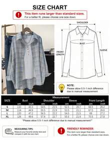 Women's Casual Plaid Loose Blouse Spring - Blue - View 5