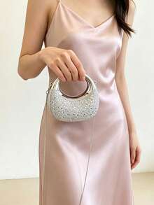 New Acrylic Mini Bag Fashionable Handbag Unique Crescent Shape Evening Bag With Chain Strap - Silver - View 2