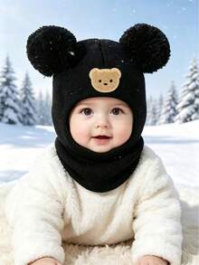 1pc Knit Hat & Scarf Set, Warm Beanie With Neck Warmer For Autumn/Winter - Bear - View 13