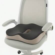 1pc Memory Foam Seat Cushion, Ergonomic Design With Center Groove, Suitable For Long-Term Sitting In Office, Home Or Car - Grey - View 3