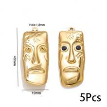 1/5 Pcs Stainless Steel Gold Plated Abstract Face Mask Charm, DIY Jewelry Making Pendant - Pendant - View 19
